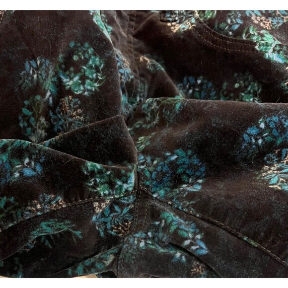 ANTHROPOLOGIE Pilcro And The Letterpress Blue Floral Velour Pants Stretch Sz 30 - Picture 8 of 9